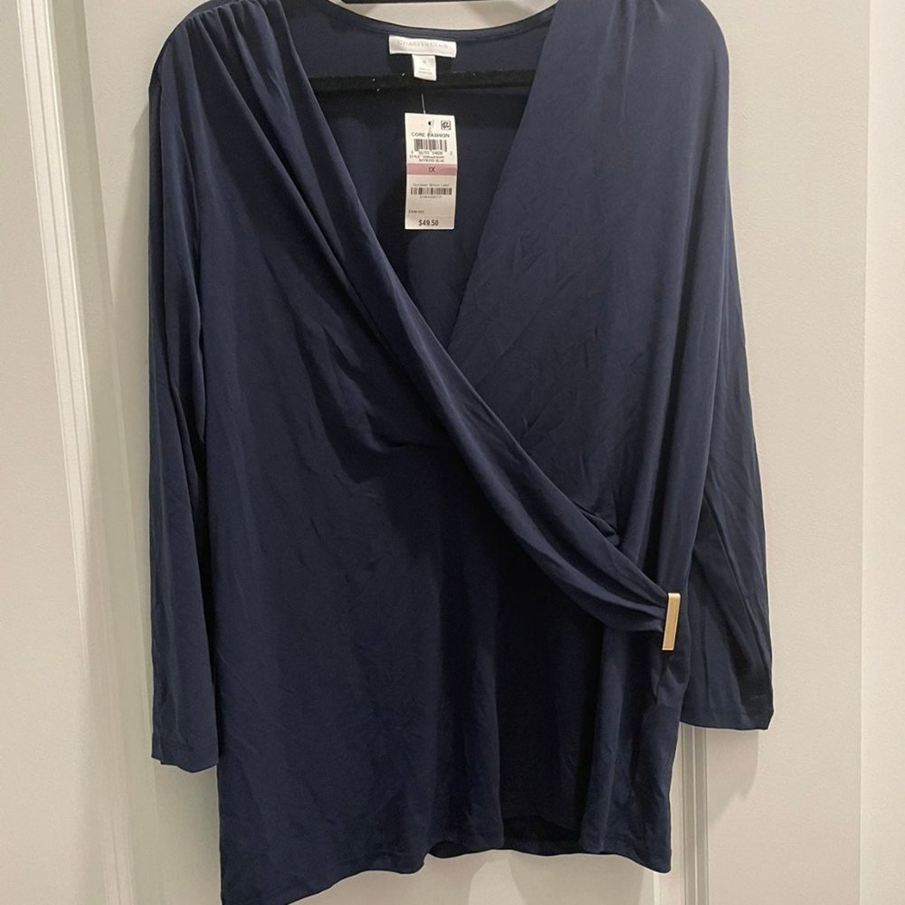 NWT Charter Club LS Navy Top 1X